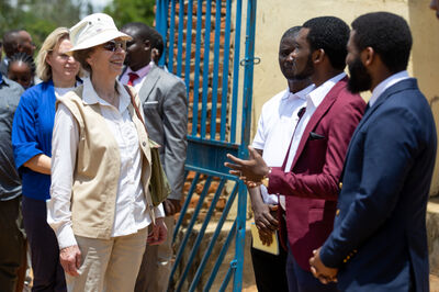 HRH The Princess Royal meeting clients in Nakivale Refugee Settlement