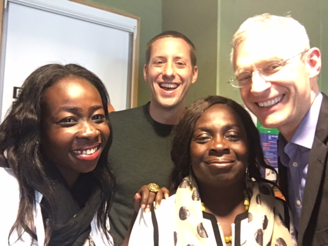 Comfort, Priscilla and Nathan with Jeremy Vine.
